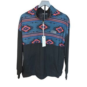 Simply Southern Bear Sequins Aztec Print Quarter Zip Sweatshirt Women's XL